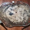ROUND PETRIFIED WOOD TABLE, ONE PIECE, BROWN PET WOOD