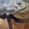 ROUND PETRIFIED WOOD TABLE, ONE PIECE, BROWN PET WOOD
