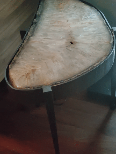 HALF MOON OVAL AGATE TABLE, WHITE AGATE