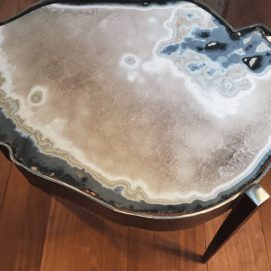 OVAL AGATE TABLE, ONE PIECE, PURPLE/BLUE/WHITE